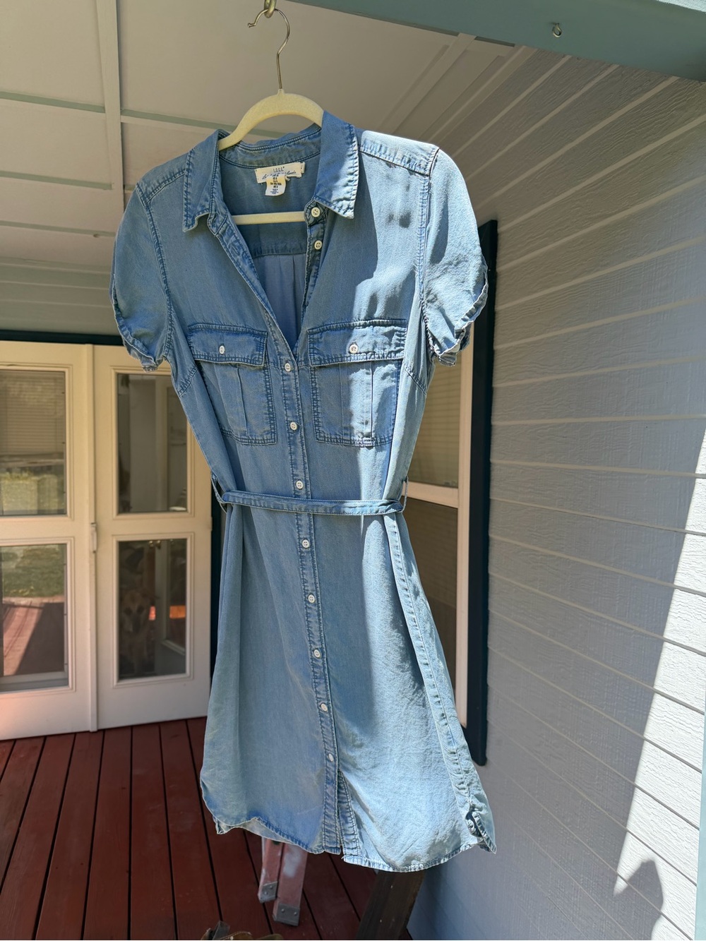 Light Blue Denim Shirt Dress with Tie Waist
